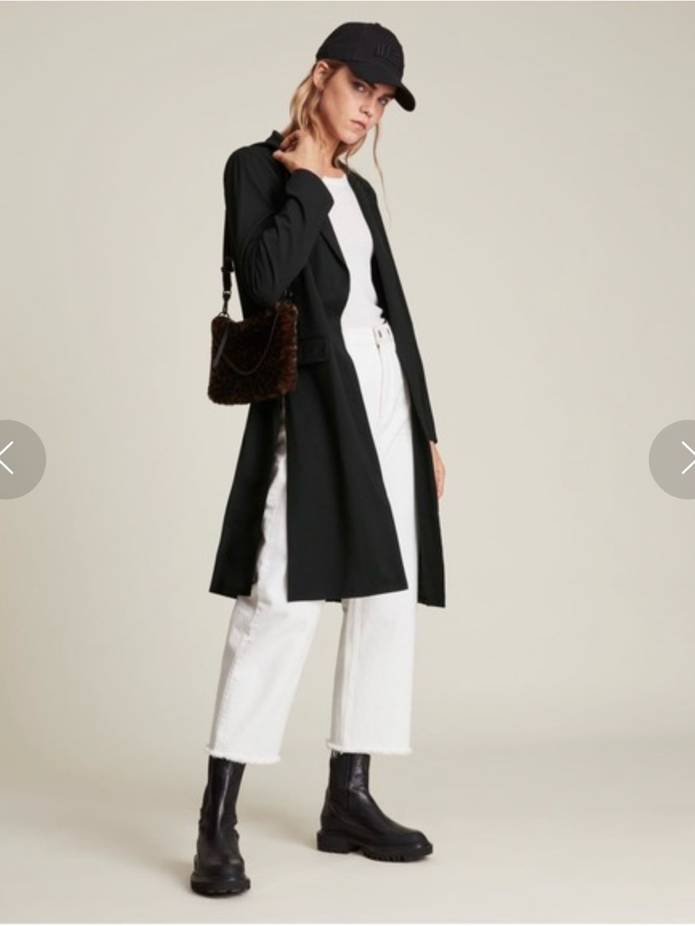 AllSaints Aleida Jersey Duster Blazer Black Long Open Front Quiet Luxury US 4